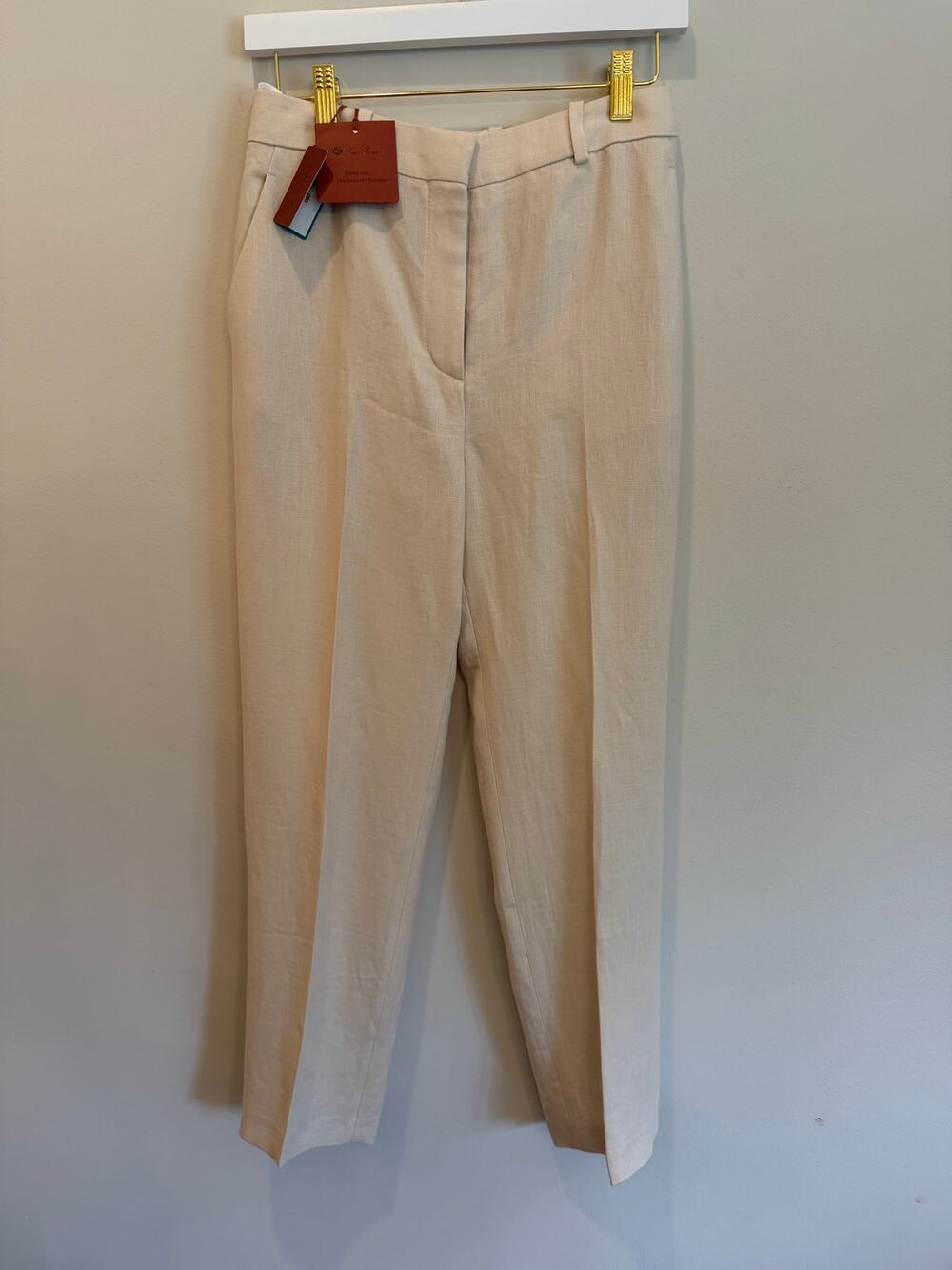 NWT Loro Piana Neo Derk Linen Trousers Antigua IT 40 Ivory Pants $1100